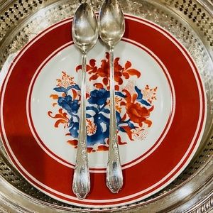 F3-Vintage Silverplate Iced Tea Spoons Meadowbrook Pattern